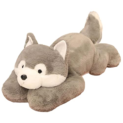 DIKACA Puppenkissen für kinderspielzeug Dog Pillow Tier Plüschkissen hühner Kuscheltiere gefüllte Hundedekoration Stofftierpuppe PP Baumwolle Grey von DIKACA