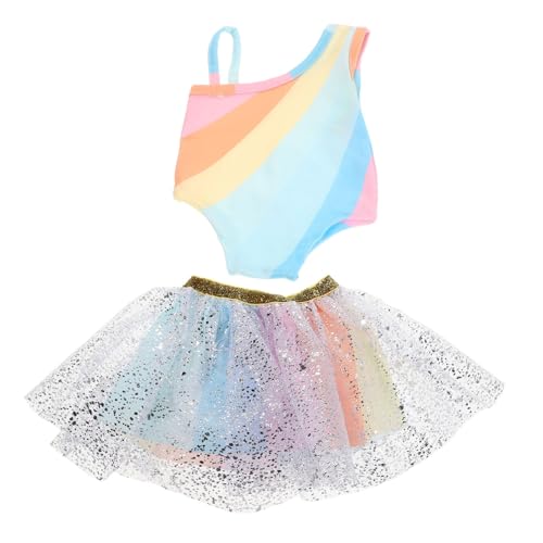 DIKACA Regenbogen-Tutu-Kleid-Set Für 18-Zoll-Puppen Tutu-Kleid Für Mädchenpuppen Ballerina-Rock Tutu-Kleid Für Puppen Puppen-Tutu-Outfit von DIKACA