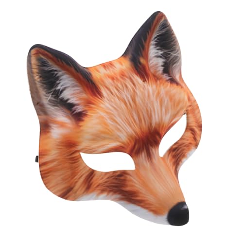 DIKACA Realistische Halloween Fuchs Halbgesichtsmaske aus Wiederverwendbar Vielseitig für Karneval Cosplay Partydekoration Unisex Erwachsene und Tierkostüm Zubehör von DIKACA