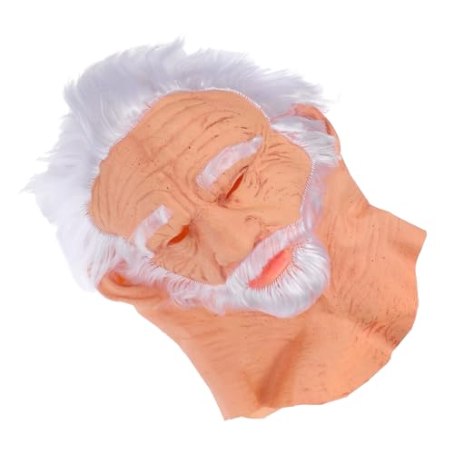 DIKACA Realistische Old Man Maske mit Weißem Haar und Gruselige Faltenmaske für Halloween Atmungsaktives Vollkopf Kostüm mit Perücke für Maskenball Fasching und Rollenspiele von DIKACA