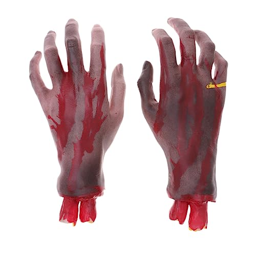 DIKACA Realistische Schwarze Halloween Gefälschte Abgetrennte Hände Blutige Dekoration Für Gruselige Halloween Partys Streich Requisiten Und Spukhaus Dekorationen von DIKACA