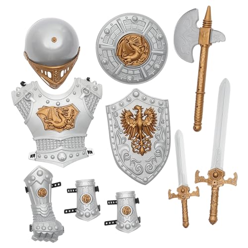 DIKACA Ritter Kostüm Mittelalterliche Rüstung Helm Maske Cosplay Outfit für Halloween Karneval Bühnenauftritt Rollenspiel Jungen Mädchen von DIKACA