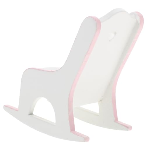 DIKACA Schaukelstuhl Für DIY Mini-schaukelstuhl Möbelzubehör Puppenmöbel Aus Holz Stuhlmodell Kinderaccessoire Puppenhaus DIY Stuhl Modell Für Puppenhausmöbel Hölzern Rosa von DIKACA