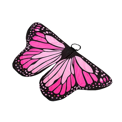 DIKACA Schmetterlingsschal Regenbogen-schmetterlingsflügel Pixie-Party-umhang Accessoires Für Mädchen Feenflügel Schal Kinderschmetterlingsflügel Für Mädchen Strandkleid Rosa Polyester von DIKACA