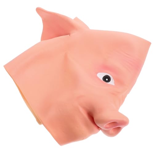 DIKACA Schweinemaske: Tierkostümmaske für Erwachsene (Frauen und Unisex) - Halloween, Party, Cosplay - Schweinekopf, Beige, Gummi, Polyurethan-Schaum von DIKACA