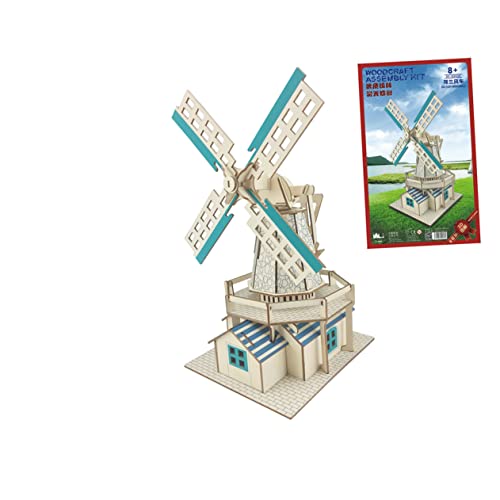 DIKACA Spielzeuge Spielset aus Holz Kinder rätsel kinderspielzeug selber Machen Holzpuzzles Spielzeug Holzpuzzle für Kinder hölzern Windmühle 3D Bambus von DIKACA