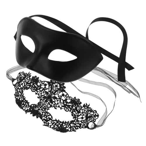DIKACA Spitzen Halbgesichtsmaske mit Blumenmuster Bequeme Halloween Maske für Venezianische Kostümaccessoires für Ball Maskenball und Karneval Schwarz Geformt für Sicheren Sitz von DIKACA