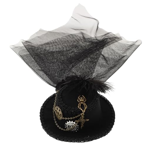 DIKACA Steampunk Haarnadel mit Kleinem Elegantes Accessoire mit Filigranen Zahnrädern und Dunklem Blütennetz für Partys und Besondere Anlässe Verleiht Jedem Outfit eine Mysteriöse Note von DIKACA