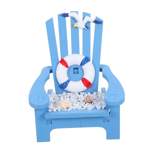 DIKACA Strandkorb Dekoration Miniatur Strandstühle Miniatur Puppenstuhl Modell Strandkorb Miniatur Sanddekor Miniatur Stuhl Zur Dekoration Miniatur Möbel Zum Basteln Blaues Holz von DIKACA