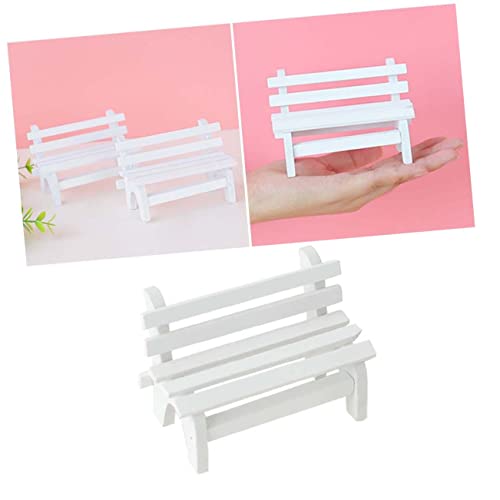 DIKACA Stuhl Miniatur Modellbahnbank Sitz Miniatur-Picknicktisch Liege Gartenstühle Möbel buchregal Dekoration Schreibtisch Dekoration Home Decoration Gartenstuhl Gartenbank Bambus Weiß von DIKACA