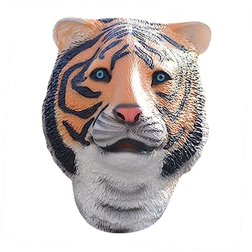DIKACA Tiger-kopfbedeckung Halloween Tierische Vollkopfmasken Tierkopf Aus Latex Maskentier Tiger Masken Gesichtsbedeckung Tigergesichtsabdeckung Kostüm Sternzeichen Tiger Emulsion Bilden von DIKACA