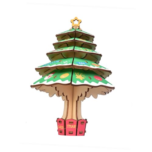 DIKACA Kreatives Holzpuzzle Desktop-Weihnachtsbaum Holzpuzzles 3D Tischfester Baum Weihnachtsbaum Figur Urlaub Weihnachtsbaum Junge Rätsel Hölzern Modell Schreibtisch Kind von DIKACA