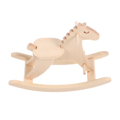 DIKACA Trojaner-Modell Schaukeln Puppenhaus Schaukelpferd Form schaukelpferd Stuhl Modell Puppenhausdekor Desktop-Mini-Möbel Mini-Hausschmuck Mini-Puppenhaus- Birke Beige von DIKACA