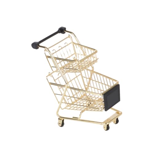 DIKACA Trolley Spielset Mini Spielzeugwagen Kinderspielzeug Rollenspielwagen Mini Einkaufswagen Kindertrolley Rollenspiel Trolley Golden von DIKACA