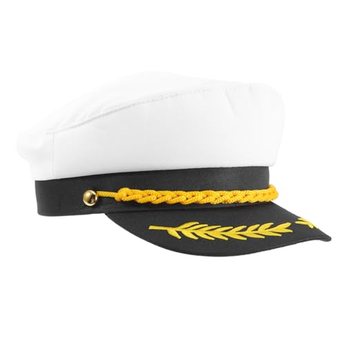 DIKACA Verstellbare Matrosenmütze Herren Weiß Vintage Segelhut Atmungsaktiv Kapitänsmütze Kostüm Zubehör für Yachtparty Karneval und Nautische Events DIKACA Verstellbare Matrosenmütze Herren Weiß Vintage Segelhut Atmungsaktiv Kapitänsmütze Kostüm Zubehör für Yachtparty Karneval und Nautische Events von DIKACA