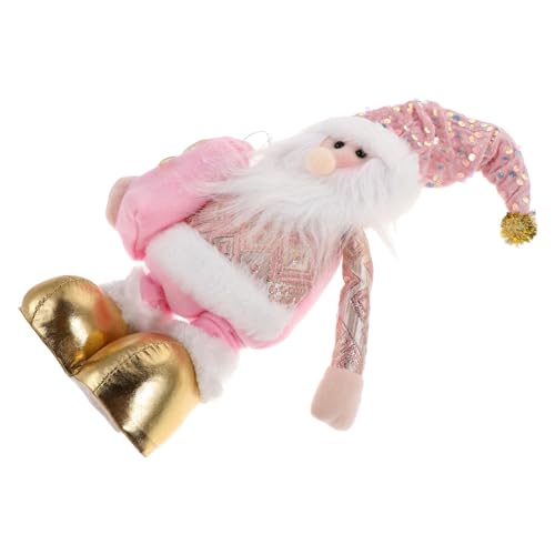 DIKACA Weihnachtliche Dekorative Stoffpuppe mit Verstellbarer Höhe Integrierten Lichtern und Musik Rosa Plüschfigur für Festliche Wohnungs Winterparty-Dekorationen von DIKACA