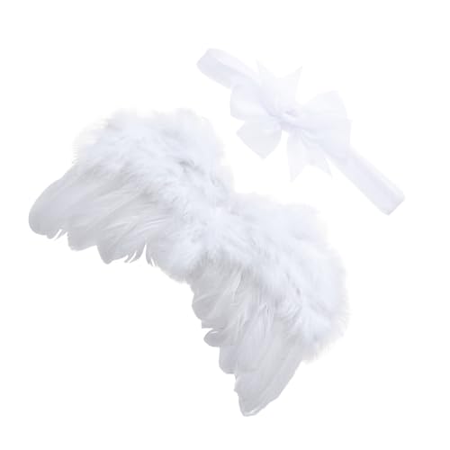 DIKACA Weißes Engelsflügel Kostümset für Mädchen mit Leichtem Federflügel und Schleifen Stirnband für Party Fotoshooting Bühnenauftritt und Cosplay DIKACA Weißes Engelsflügel Kostümset für Mädchen mit Leichtem Federflügel und Schleifen Stirnband für Party Fotoshooting Bühnenauftritt und Cosplay von DIKACA