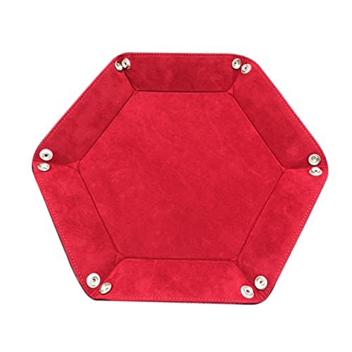 DIKACA Würfelschalenspeicherbox Sechseckige Würfelschale Würfelaufbewahrung Persönliches Würfelfach Hallo Zusammenklappbares Würfelfach Tablett Falten -aufbewahrungsfach Hexagon Rot von DIKACA