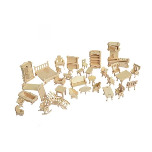 DIKACA Spielzeuge Spielzeug Möbel für Puppenhäuser Puppenspielsets früh Rätsel Möbel Puzzles Holzpuzzle Mini Modell 3D Bambus Holzspielzeug von DIKACA
