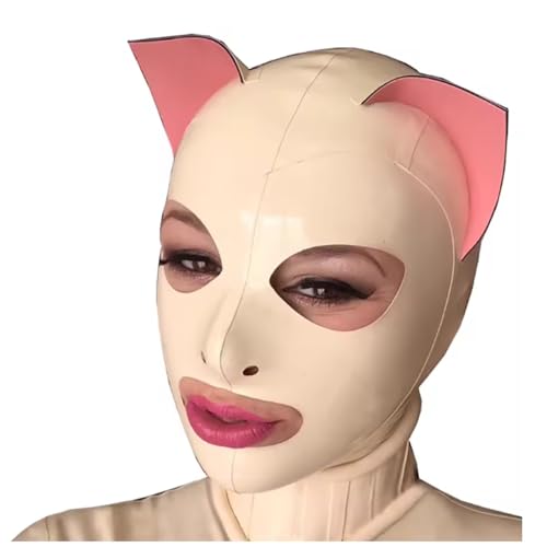 DILUEORJMFGK Cosplay -Katzenohren Frauen Männer 100% Latexhaube Maske Catsuit Kopfstück Handgefertigt,Weiß,Xxs DILUEORJMFGK Cosplay -Katzenohren Frauen Männer 100% Latexhaube Maske Catsuit Kopfstück Handgefertigt,Weiß,Xxs von DILUEORJMFGK