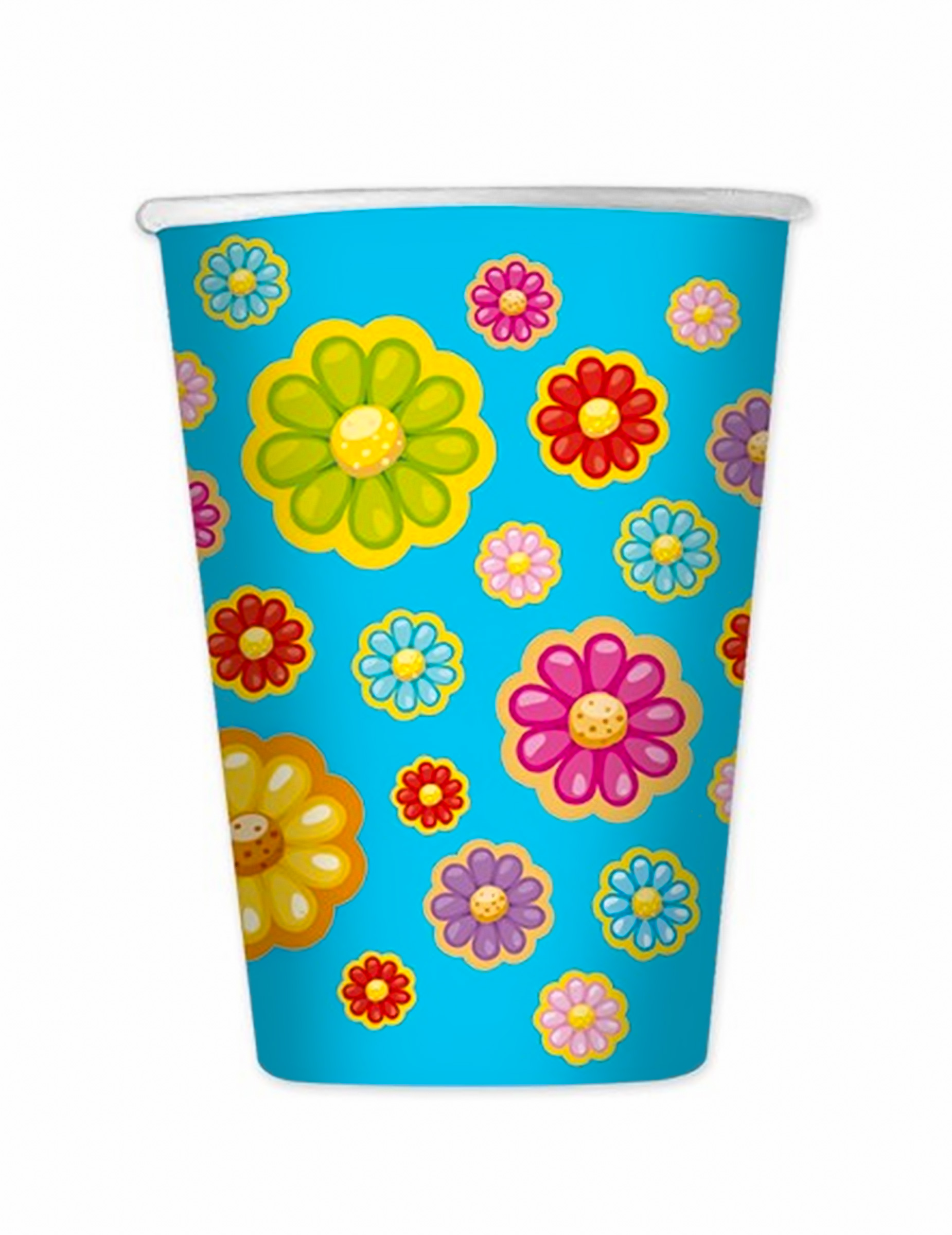 8 Pappbecher Margerite 200 ml blaue Blumen von DIMAV