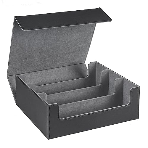 DINESA 1800+ Kartenhülle für Trading Cards, magnetische Kartenaufbewahrungsbox, Top Side-Loading Deck Case Game Cards Box Schwarz + von DINESA
