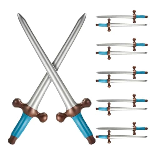 DINGFENG 10st Aufblasbare Schwerter, 60cm Aufblasbare Spielzeugschwerter Piratensäbel Aufblasbares Spielzeug Kinder Waffen Piratenpartyzubehör für Schwimmbadparty Geburtstag Cosplay Halloween Kostüm von DINGFENG