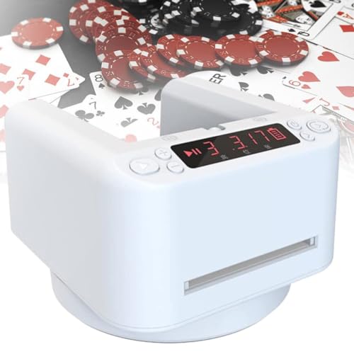 Automatische Kartenmischer-Händlermaschine, tragbare, um 360° drehbare Poker-Kartenhändler-Aufteilung, wiederaufladbarer Spielkartenmischer, Poker-Kartenhändler, for 2–8 Personen, Spiel Uno, Blackjack von DINGK