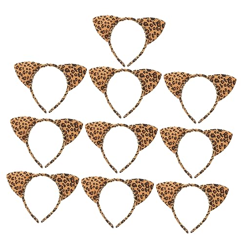 DINHEAROM 10 Stück Leopard Muster Katzenohren Haarreif Teiliges Modisches Cosplay Zubehör für Damen für Partys Karneval und Tägliches Tragen Langlebig und Rutschfest DINHEAROM 10 Stück Leopard Muster Katzenohren Haarreif Teiliges Modisches Cosplay Zubehör für Damen für Partys Karneval und Tägliches Tragen Langlebig und Rutschfest von DINHEAROM