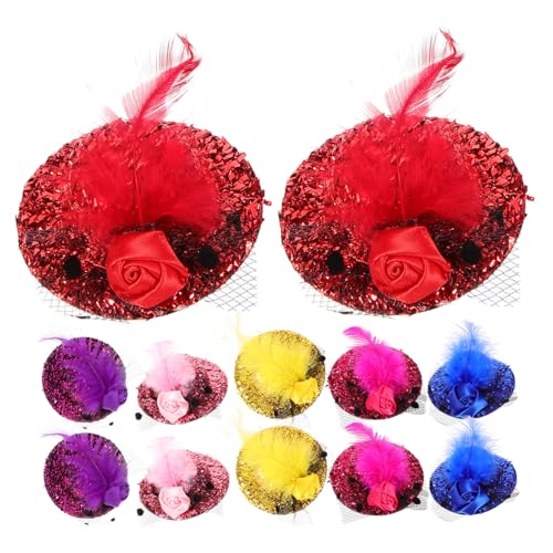 DINHEAROM Kleiner Hüte Haarspangen Satz 12 Stücke Teeparty Hüte Fascinator für Damen Blumen Pailletten Federn für Hochzeiten und Kostümpartys Haaraccessoires für Mädchen DINHEAROM Kleiner Hüte Haarspangen Satz 12 Stücke Teeparty Hüte Fascinator für Damen Blumen Pailletten Federn für Hochzeiten und Kostümpartys Haaraccessoires für Mädchen von DINHEAROM