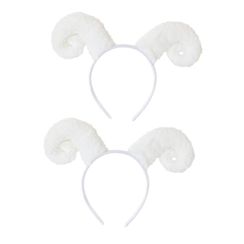 DINHEAROM 2 Stück Plüsch Haarband mit Niedlichen Schafhörnern Weiches Leichtes Party Haarreifen für Mädchen Fest Sitzendes Cosplay und Performance Haarschmuck Dekoratives Accessoire für von DINHEAROM