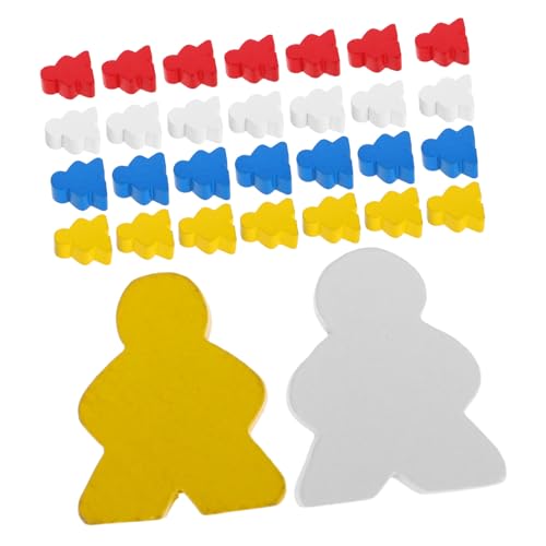 DINHEAROM 40 Stück Holzfiguren für Brettspiele Teiliges Stabilen Holzspielstücken für Unterricht und Ersatzteile für Schach und Gesellschaftsspiele Farbenfrohe Spieltoken von DINHEAROM