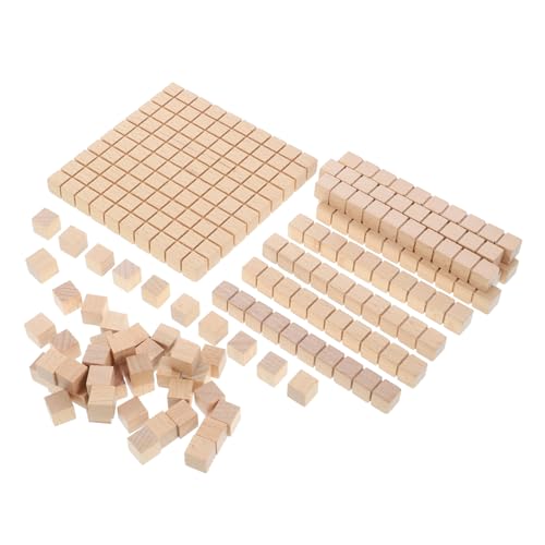 DINHEAROM 61 Stücke Mathematik Würfel für Kinder Holz Lernmaterial Mathe Manipulative Zehnerblöcke für Grundschule von DINHEAROM
