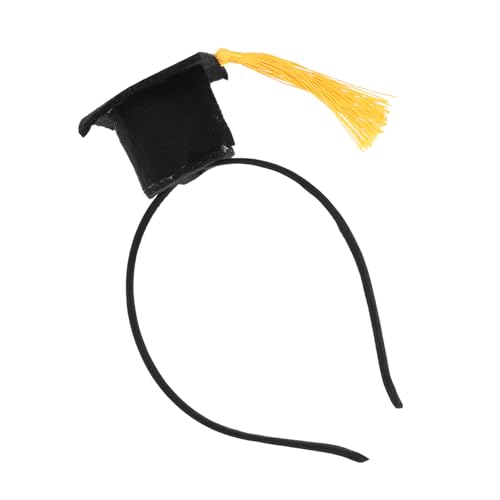 DINHEAROM Goldfarbener Quasten Doktorhut Haarreif Filzhut Stirnband für Abschlussfeier Leicht zu Tragen Sichere und Langlebige Graduation Party Haarschmuck für Studierende von DINHEAROM