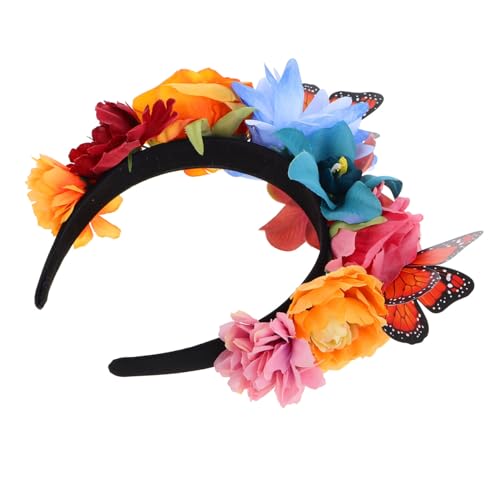 DINHEAROM Romantisches Schmetterling Haarreif Damen Blumenstirnband Weich Flexibel für Karneval Fasching Gartenparty DIY Headband Elegante Kopfbedeckung für Fest und Prom von DINHEAROM