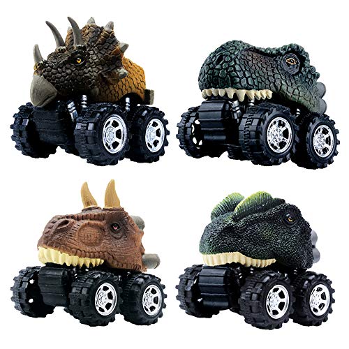 DINOBROS Pull Back Dinosaurier Auto Spielzeug 4 Pack Dino Spielzeug für 3 Jahre alte Jungen und Kleinkinder T-Rex Dinosaurier Spiele Monster Trucks DINOBROS Pull Back Dinosaurier Auto Spielzeug 4 Pack Dino Spielzeug für 3 Jahre alte Jungen und Kleinkinder T-Rex Dinosaurier Spiele Monster Trucks von DINOBROS