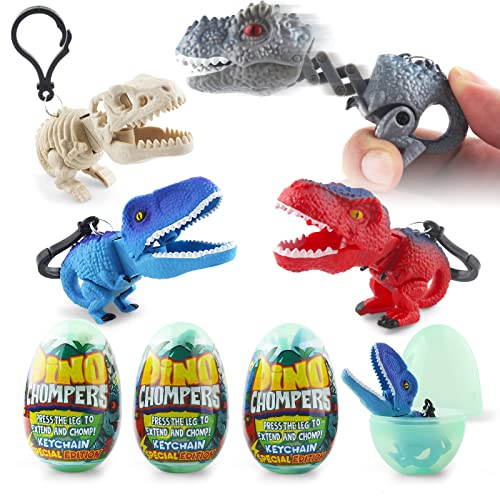 DINOBROS Überraschungseier mit Dinosaurier-Spielzeug im Inneren, 4 Eierspielzeuge aus Kunststoff, gefüllt mit Dino Chomper-Schlüsselanhängern, Geburtstagsparty-Geschenken, Mehrfarbig DINOBROS Überraschungseier mit Dinosaurier-Spielzeug im Inneren, 4 Eierspielzeuge aus Kunststoff, gefüllt mit Dino Chomper-Schlüsselanhängern, Geburtstagsparty-Geschenken, Mehrfarbig von DINOBROS