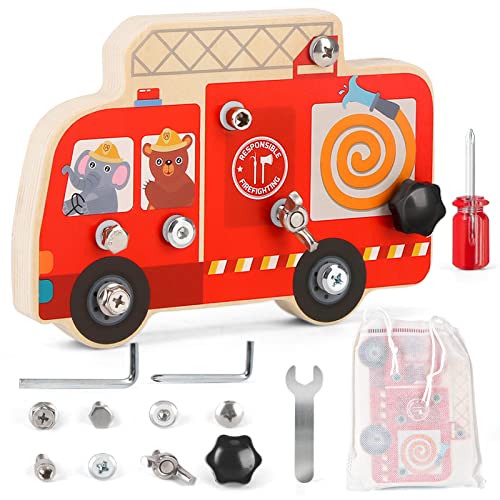 DINORUN Montessori Spielzeug Holzspielzeug Schraubendreher mit Aufbewahrungstasche, Motorikspielzeug Geschenke für Mädchen Junge Kinderspielzeug ab 3 4 5 6 Jahre von DINORUN