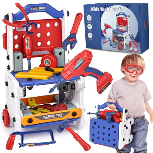 DINORUN Werkzeugkoffer Kinder Werkbank Kinder Spielzeug 3 IN 1 Werkzeug Kinder mit Elektrische Bohrmaschine, Kinderspielzeug ab 3 4 5 6 Jahre DINORUN Werkzeugkoffer Kinder Werkbank Kinder Spielzeug 3 IN 1 Werkzeug Kinder mit Elektrische Bohrmaschine, Kinderspielzeug ab 3 4 5 6 Jahre von DINORUN