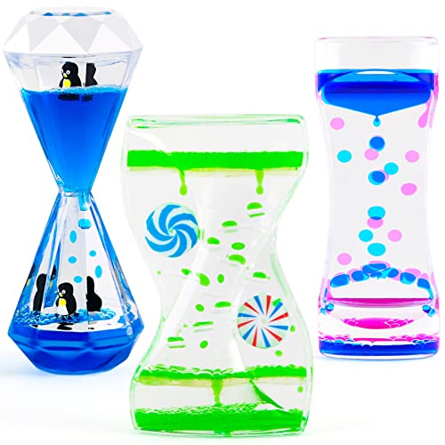 Tropfen Sanduhr Liquid Motion Bubble Timer mit Blasen, Dekompression Spielzeug für Erwachsene Kinder, Beruhigendes Schreibtisch Dekor & Geschenk (3 Stück) von DINORUN