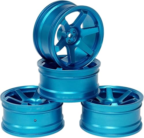 DINOWIN 4Pcs 52mm RC Aluminium Felgen Felgen Felgen für 1/10 Flat Drift RC Felgen für Tamiya HSP Kyosho TT02 (Blau) von DINOWIN