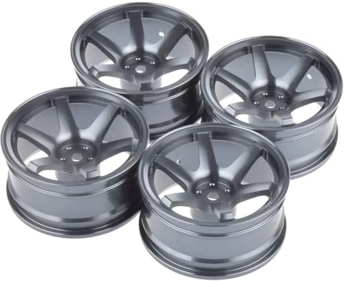 DINOWIN 4Pcs 52mm RC Aluminium Felgen Felgen Felgen für 1/10 Flat Drift RC Felgen für Tamiya HSP Kyosho TT02 (Grau) von DINOWIN