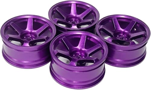 DINOWIN 4Pcs 52mm RC Aluminium Felgen Felgen Felgen für 1/10 Flat Drift RC Felgen für Tamiya HSP Kyosho TT02 (Lila) von DINOWIN