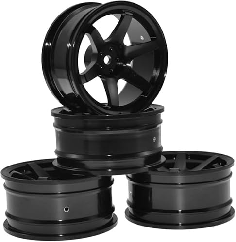DINOWIN 4Pcs 52mm RC Aluminium Felgen Felgen Felgen für 1/10 Flat Drift RC Felgen für Tamiya HSP Kyosho TT02 (Schwarz) von DINOWIN