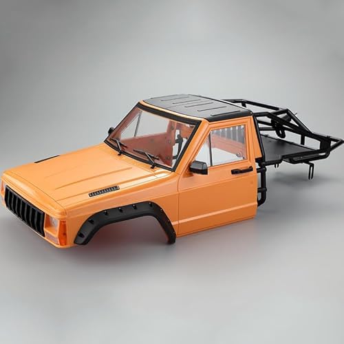 DINOWIN RC Crawler Karosserie Kabine & Rückseitenkäfig RC Body Shell für 1/10 RC Crawler Car TRX4 Axial SCX10 90046 AT4 Redcat GEN 8 Scout II,313 / 324mm Radstand Rahmen (Orange) von DINOWIN