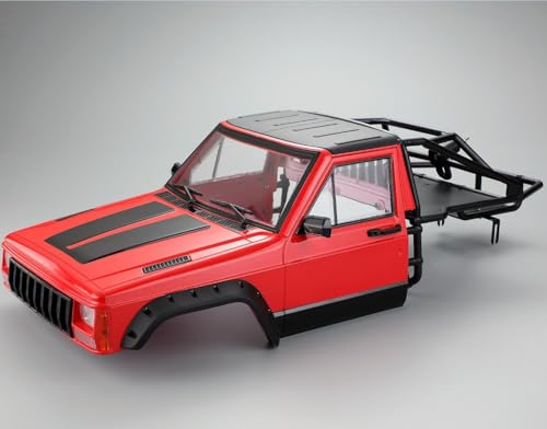 DINOWIN RC Crawler Karosserie Kabine & Rückseitenkäfig RC Body Shell für 1/10 RC Crawler Car TRX4 Axial SCX10 90046 AT4 Redcat GEN 8 Scout II,313 / 324mm Radstand Rahmen (Rot) von DINOWIN