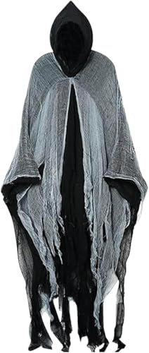 DINSONG Halloween Geister Kostüm, Gruselige Halloween Und Kostüme,Gespenst Kostüm Erwachsene, mit Kapuze Geist Cape Outfit Geist Kostüme Halloween-Kostüm für Herren Damen Frauen Partner (schwarz) DINSONG Halloween Geister Kostüm, Gruselige Halloween Und Kostüme,Gespenst Kostüm Erwachsene, mit Kapuze Geist Cape Outfit Geist Kostüme Halloween-Kostüm für Herren Damen Frauen Partner (schwarz) von DINSONG