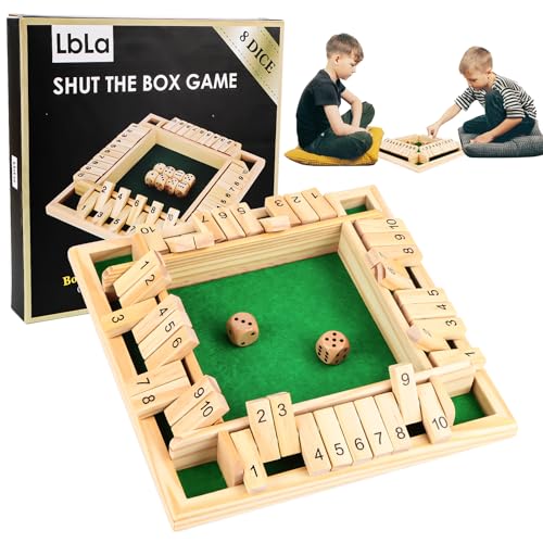 Shut The Box, 4-Spieler Shut The Box Spiel, Deluxe, Holz Tisch Spiel Klassisch Würfelspiel Board Spielzeug von DINSONG