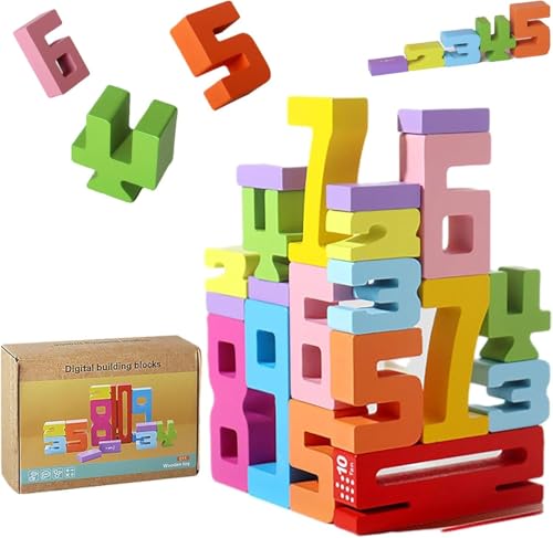 DINSONG Zahlenbausteine,Wooden Number Blocks,Montessori Zahlen, Sensorische Ziffernklötze, 1-10 Ziffernspiel Gleichgewichtswettbewerb, Vorschul-Lernaktivitäten Geschenk für Jungen und Mädchen DINSONG Zahlenbausteine,Wooden Number Blocks,Montessori Zahlen, Sensorische Ziffernklötze, 1-10 Ziffernspiel Gleichgewichtswettbewerb, Vorschul-Lernaktivitäten Geschenk für Jungen und Mädchen von DINSONG