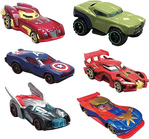 DIOTTI 6 Stück Superhelden-Spielzeugauto, Avengers Captain Marvel Spielzeugauto Kinder Spielauto für Geburtstagsfeier Geschenke Heimdekoration und Sammlung von DIOTTI